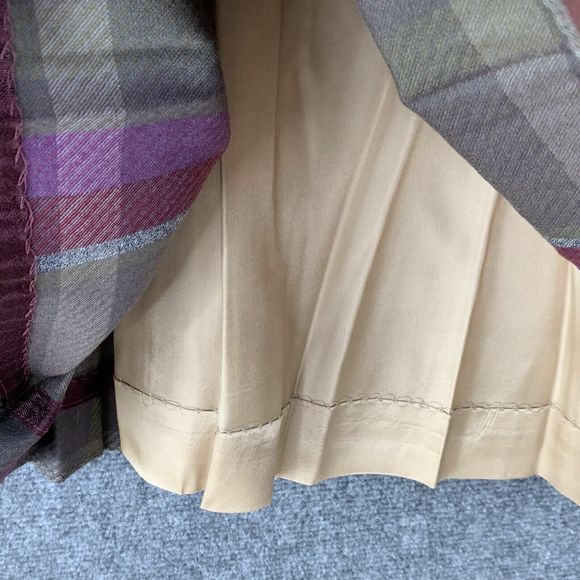 l. magnin Vintage Pleated Wool Plaid Skirt Sz 8 Satin Lined Pockets Side Zip - Picture 14 of 16